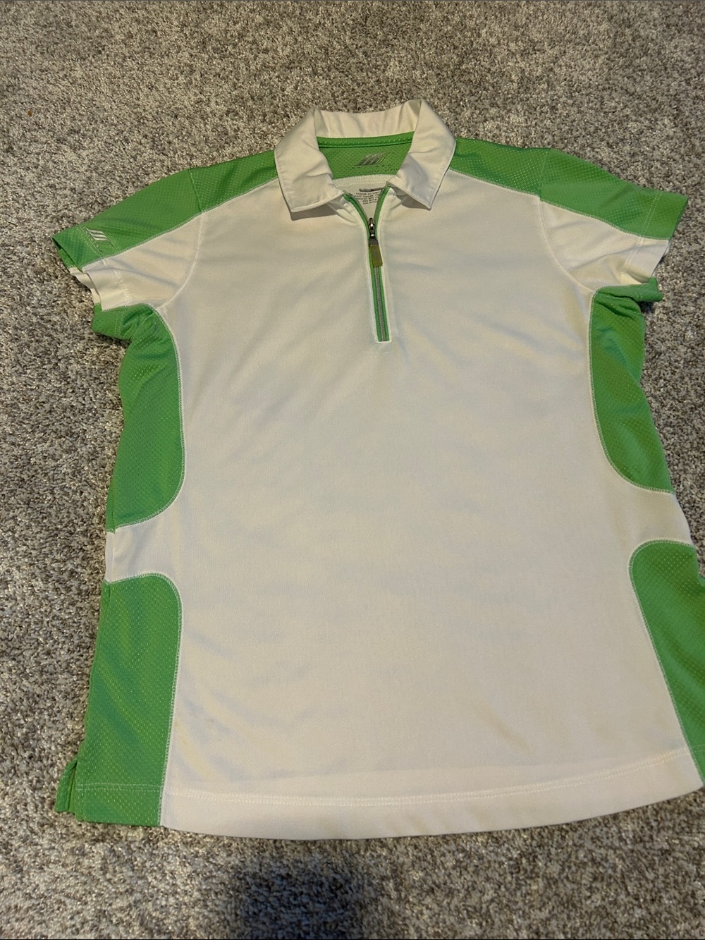 White and Lime Green Ladies Active Polo Top